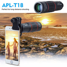 Load image into Gallery viewer, APEXEL 18X Telescope Zoom Mobile Phone Lens for iPhone Samsung Smartphones universal clip Telefon Camera Lens with tripod 18XTZJ
