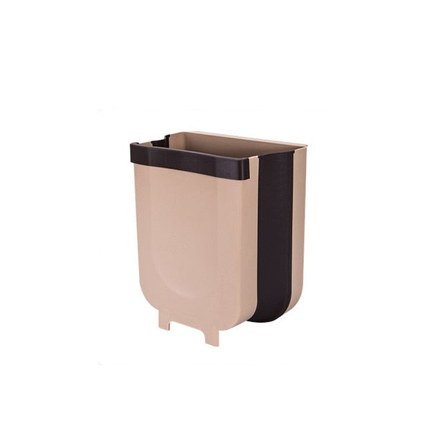 Folding Waste Bin Kitchen Cabinet Door Hanging Trash Bin Trash Can Wall Mounted Trashcan for Bathroom Toilet Waste Storage