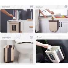 Load image into Gallery viewer, Folding Waste Bin Kitchen Cabinet Door Hanging Trash Bin Trash Can Wall Mounted Trashcan for Bathroom Toilet Waste Storage
