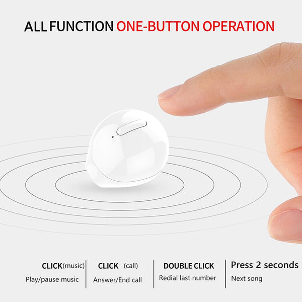 SQRMINI X20 Ultra Mini Wireless Single Earphone Hidden Small Bluetooth 3 hours Music Play Button Control Earbud With Charge Case