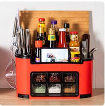 Load image into Gallery viewer, Fashion multi-functional kitchen shelf condiment box, condiment pot, bottle set combination knife holder one generation
