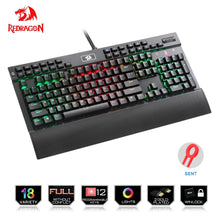 Load image into Gallery viewer, Redragon Professional Gaming mechanical keyboard full color LED backlit keys Metal housing 104 keys USB wired PC Computer
