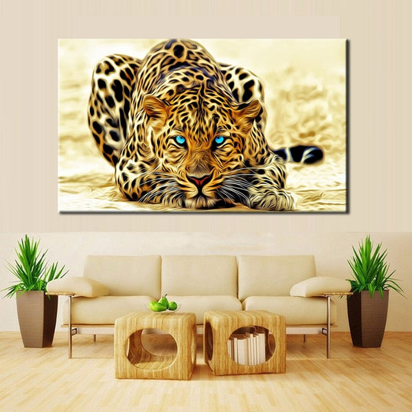 Modern Paintings HD Digital Printed on Canvas, Wall Art Large Leopard Poster for Living Room Home Decor No Frame