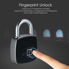 Load image into Gallery viewer, USB Rechargeable Smart Keyless Fingerprint Lock IP65 Waterproof Anti-Theft Security Padlock Door Luggage Case Lock
