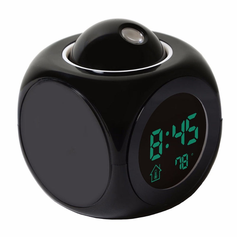 LCD Projection LED Display Time Digital Alarm Clock Talking Voice Prompt Thermometer Snooze Function Desk