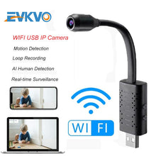 Load image into Gallery viewer, EVKVO HD Smart Mini Wifi USB Camera Real-time Surveillance IP Camera AI Human Detection Loop Recording Mini camera Support 64G
