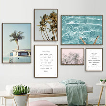 Load image into Gallery viewer, Coconut Tree Palm leafs Bus Sea Landscape Wall Art Canvas Painting Nordic Posters And Prints Wall Pictures For Living Room Decor
