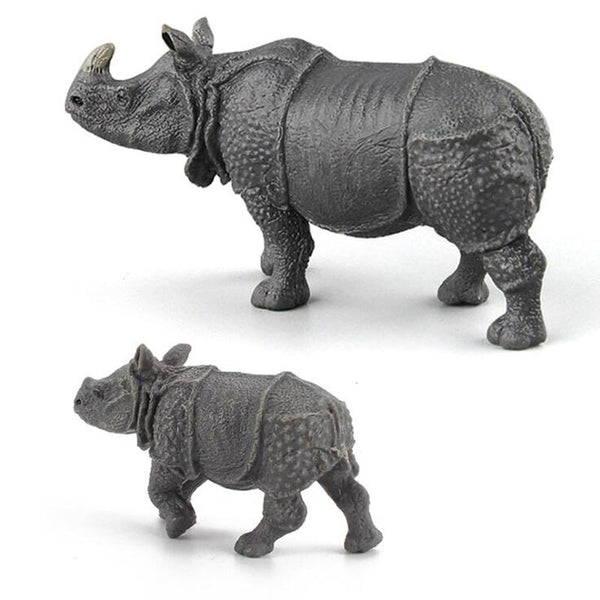 Simulation Animal World Indian Rhino Model Solid Static Early Education Cognitive Ornaments Children's Puzzle Toys