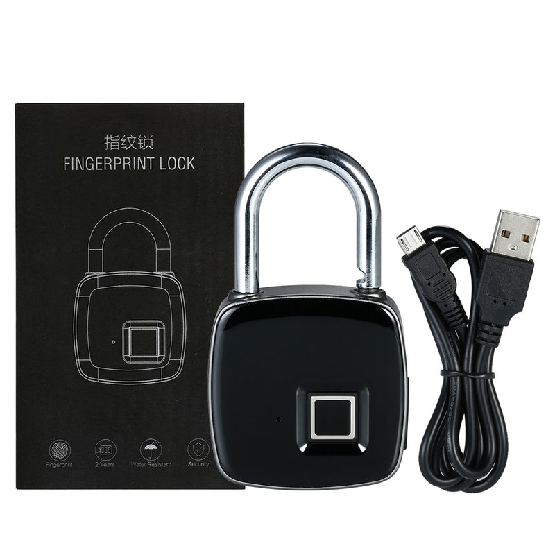 USB Rechargeable Smart Keyless Fingerprint Lock IP65 Waterproof Anti-Theft Security Padlock Door Luggage Case Lock