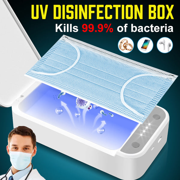 UV Face Mask Sterilizer Box Anti Bacteria Ultraviolet Ray Disinfection for Jewelry Watch Phone Charging Multifunctional Box