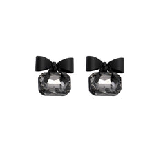 Load image into Gallery viewer, 2021 New joker Korean sweet Black bowknot Women Earrings fashion senior shiny crystal geometric square Stud Earrings Jewelry
