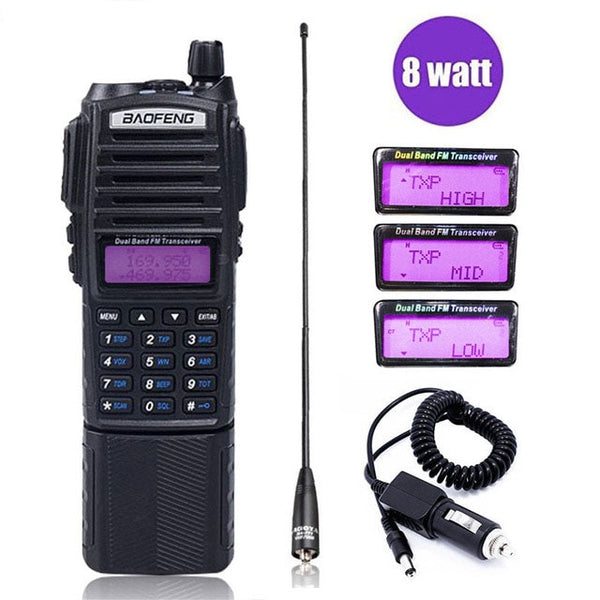 UV-82 8W Powerful Walkie Talkie 1/4/8Watts 10KM lLong Range 2 Way CB Radio UV 82 Handheld UV82 +na-771+Car Charger