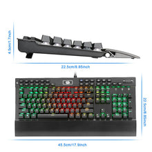 Load image into Gallery viewer, Redragon Professional Gaming mechanical keyboard full color LED backlit keys Metal housing 104 keys USB wired PC Computer
