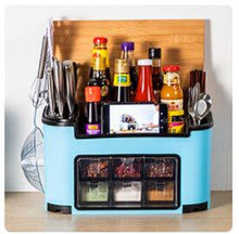 Load image into Gallery viewer, Fashion multi-functional kitchen shelf condiment box, condiment pot, bottle set combination knife holder one generation
