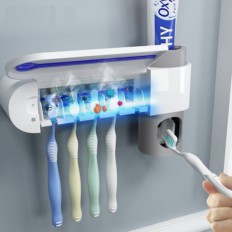 Antibacteria UV Light Ultraviolet Toothbrush Sterilizer Automatic Toothpaste Dispenser Toothbrush Holder Cleaner