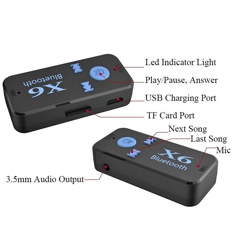 X6 Bluetooth Transmitter Aux Usb Car Play Music Receiver Adapter 5.0 mm  Bluetooth Adapter  MP3 Music Adapter For car player