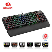 Load image into Gallery viewer, Redragon USB mechanical gaming keyboard ergonomic RGB LED backlit keys Full key anti-ghosting 104 wired Computer gamer K555RGB
